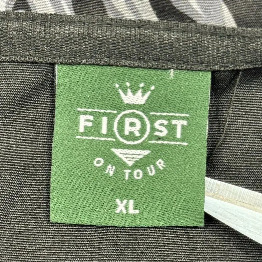 First On Tour XL Golf Windbreaker Pullover 1/4 Zip Tropical Print Jacket Black
